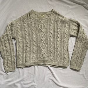 grey cropped cable knit sweater